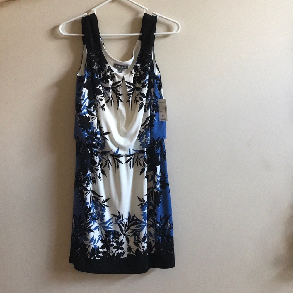 Dressbarn Roz & Ali Blue, White, Black Dress 8P